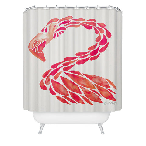 Cat Coquillette Pink Miami Flamingo Shower Curtain
