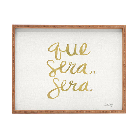 Cat Coquillette Que Sera Sera Gold Rectangular Tray