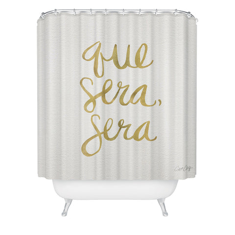 Cat Coquillette Que Sera Sera Gold Shower Curtain