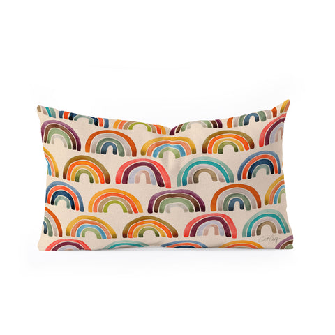 Cat Coquillette Rainbow Watercolor Retro Palette Oblong Throw Pillow
