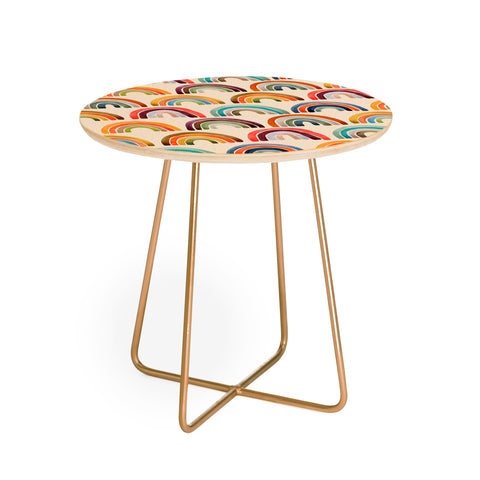 Cat Coquillette Rainbow Watercolor Retro Palette Round Side Table