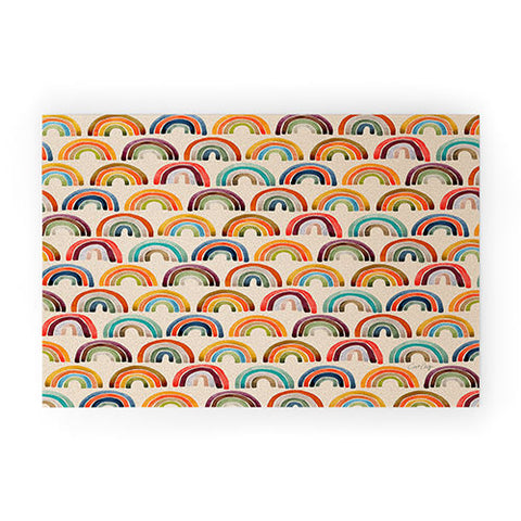 Cat Coquillette Rainbow Watercolor Retro Palette Welcome Mat