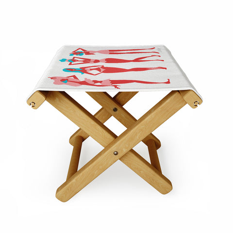 Cat Coquillette Retro Beach Bombshells Folding Stool