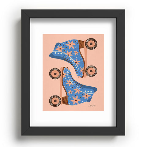 Cat Coquillette Retro Roller Skates Blue Recessed Framing Rectangle