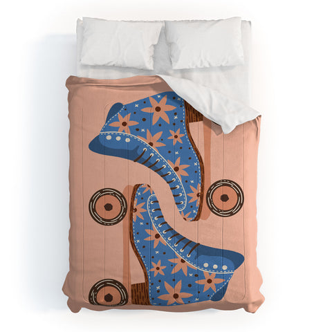 Cat Coquillette Retro Roller Skates Blue Comforter