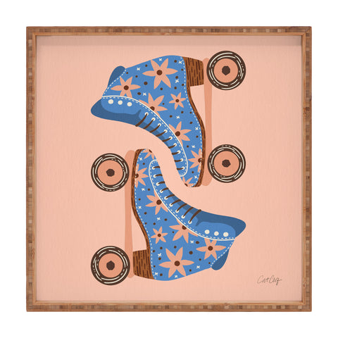 Cat Coquillette Retro Roller Skates Blue Square Tray