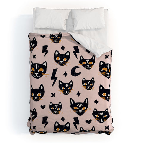 Cat Coquillette Spooky Kitties Blush Duvet Cover