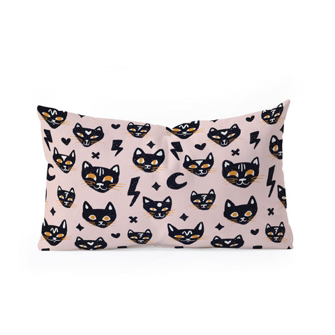 Cat Coquillette Spooky Kitties Blush Oblong Throw Pillow