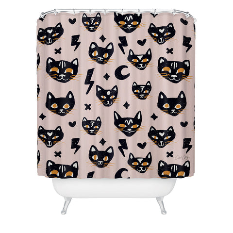 Cat Coquillette Spooky Kitties Blush Shower Curtain