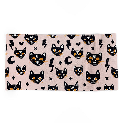 Cat Coquillette Spooky Kitties Blush Beach Towel