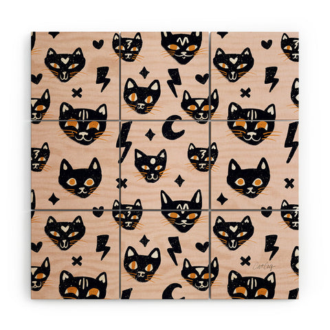 Cat Coquillette Spooky Kitties Blush Wood Wall Mural