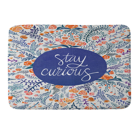 Cat Coquillette Stay Curious Navy Red Memory Foam Bath Mat