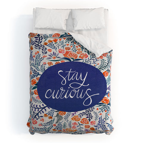 Cat Coquillette Stay Curious Navy Red Comforter