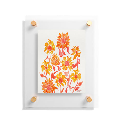 Cat Coquillette Sunflower Watercolor Fiery Palette Floating Acrylic Print