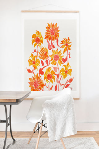 Cat Coquillette Sunflower Watercolor Fiery Palette Art Print And Hanger
