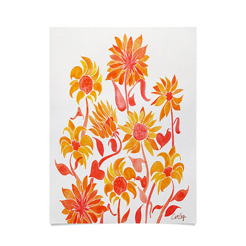 Cat Coquillette Sunflower Watercolor Fiery Palette Poster