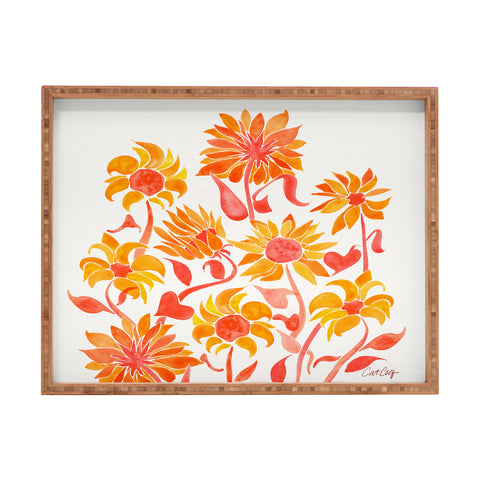 Cat Coquillette Sunflower Watercolor Fiery Palette Rectangular Tray