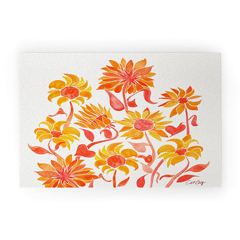 Cat Coquillette Sunflower Watercolor Fiery Palette Welcome Mat
