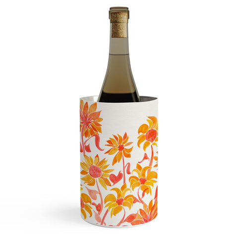 Cat Coquillette Sunflower Watercolor Fiery Palette Wine Chiller