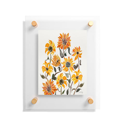 Cat Coquillette Sunflower Watercolor Yellow Floating Acrylic Print