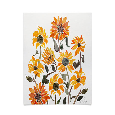 Cat Coquillette Sunflower Watercolor Yellow Poster