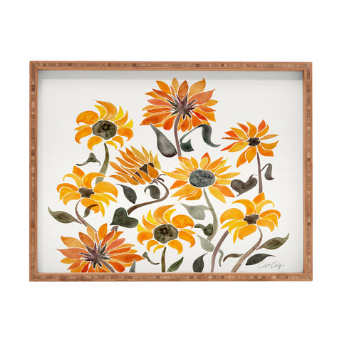 Cat Coquillette Sunflower Watercolor Yellow Rectangular Tray