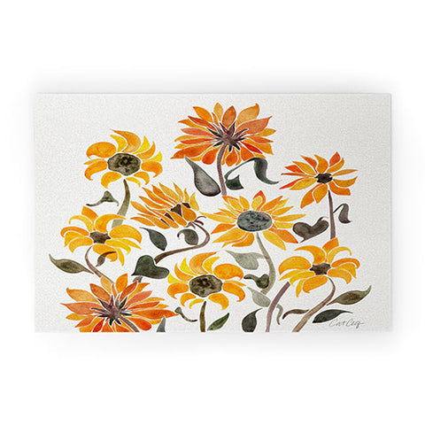 Cat Coquillette Sunflower Watercolor Yellow Welcome Mat