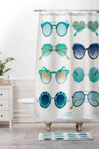 Cat Coquillette Sunglasses Collection Blue Shower Curtain And Mat