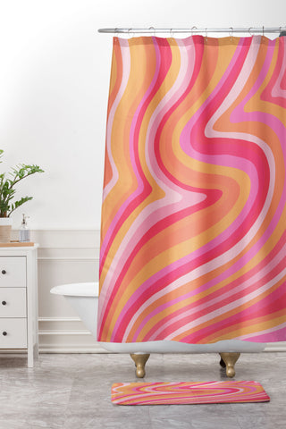 Cat Coquillette Sunshine Melt Pink Peach Shower Curtain And Mat