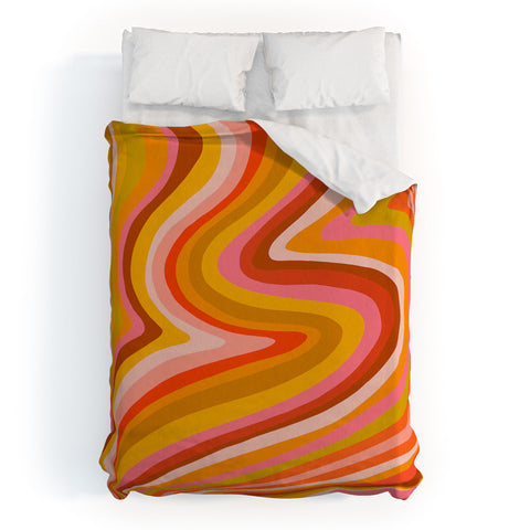 Cat Coquillette Sunshine Melt Retro Ochre Duvet Cover