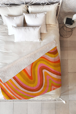 Cat Coquillette Sunshine Melt Retro Ochre Fleece Throw Blanket