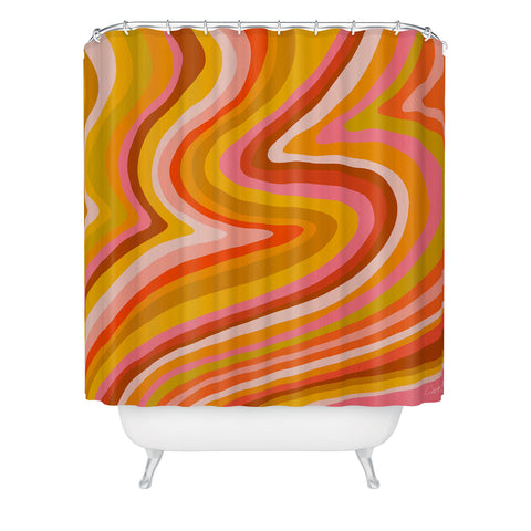 Cat Coquillette Sunshine Melt Retro Ochre Shower Curtain