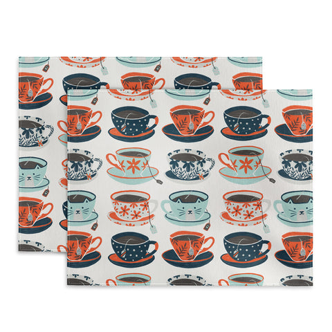 Cat Coquillette Tea Time Coral Teal Placemat