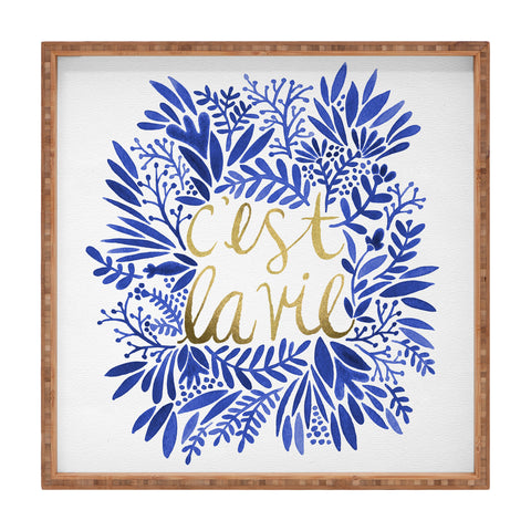 Cat Coquillette Thats Life Gold Blue Square Tray