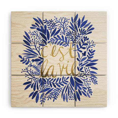 Cat Coquillette Thats Life Gold Blue Wood Wall Mural
