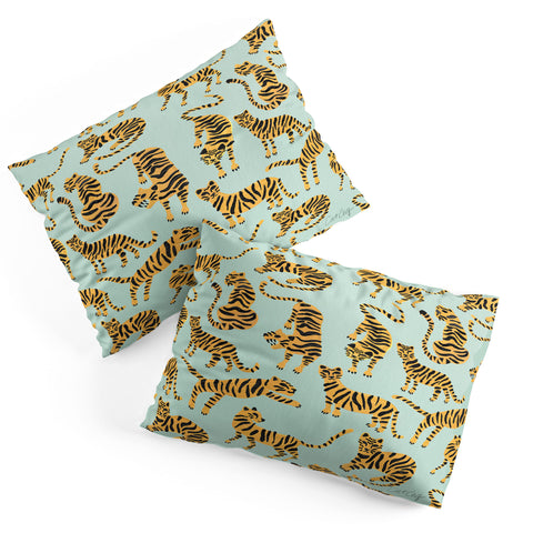 Cat Coquillette Tiger Collection Mint Orange Pillow Shams
