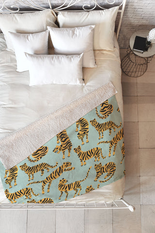 Cat Coquillette Tiger Collection Mint Orange Fleece Throw Blanket