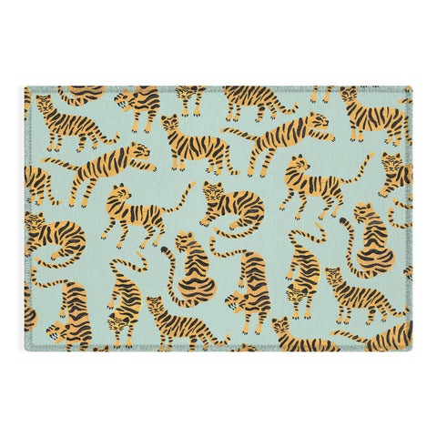 Cat Coquillette Tiger Collection Mint Orange Outdoor Rug