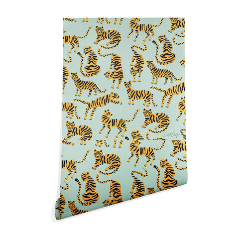 Cat Coquillette Tiger Collection Mint Orange Wallpaper