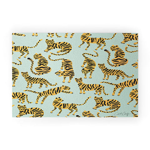Cat Coquillette Tiger Collection Mint Orange Welcome Mat