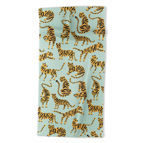 Cat Coquillette Tiger Collection Mint Orange Beach Towel