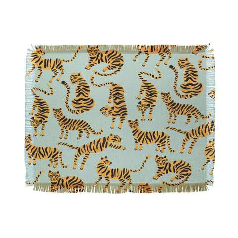 Cat Coquillette Tiger Collection Mint Orange Throw Blanket
