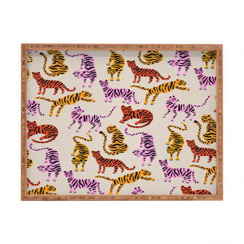 Cat Coquillette Tiger Collection Pink Yellow Rectangular Tray