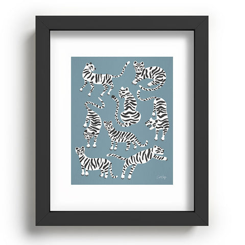 Cat Coquillette Tiger Collection White on Blue Recessed Framing Rectangle