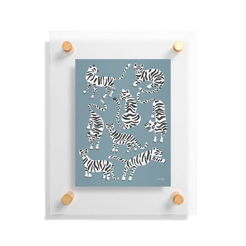 Cat Coquillette Tiger Collection White on Blue Floating Acrylic Print