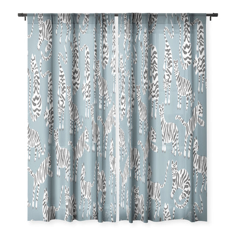 Cat Coquillette Tiger Collection White on Blue Sheer Non Repeat