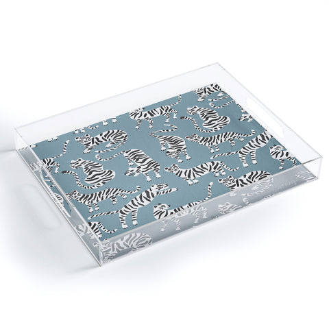 Cat Coquillette Tiger Collection White on Blue Acrylic Tray