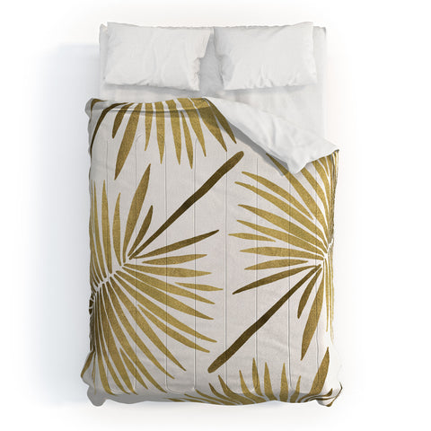 Cat Coquillette Tropical Fan Palm Gold Pattern Comforter