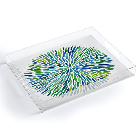 Cat Coquillette Watercolor Burst Blue Acrylic Tray