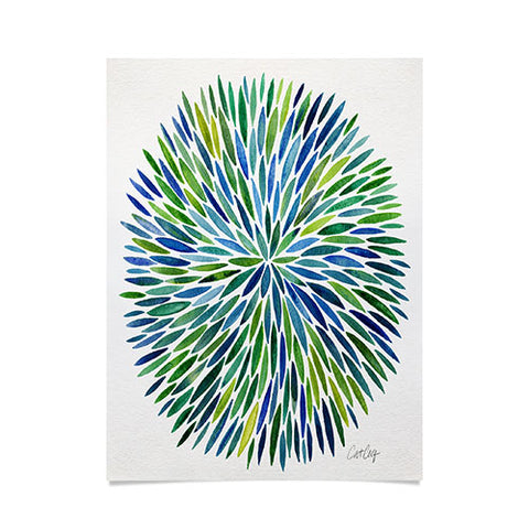 Cat Coquillette Watercolor Burst Blue Poster